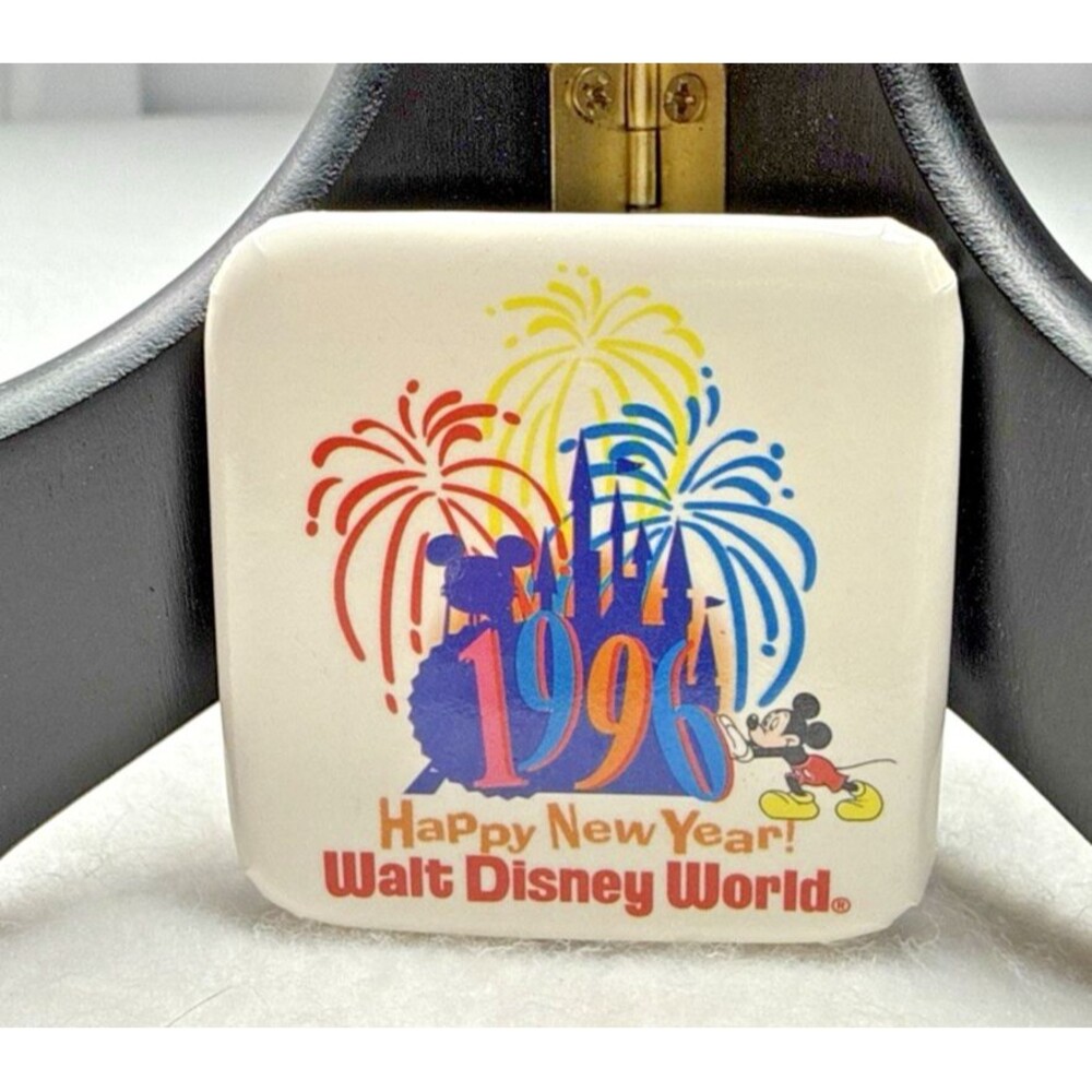 Walt Disney World Happy New Year 1996 Mickey Mouse 2" Pinback Button Vintage
